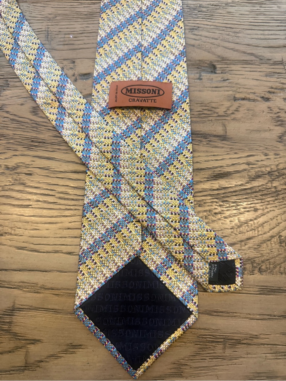 Missoni Yellow Plaid Silk-Blend Tie with Blue and Cream Accents